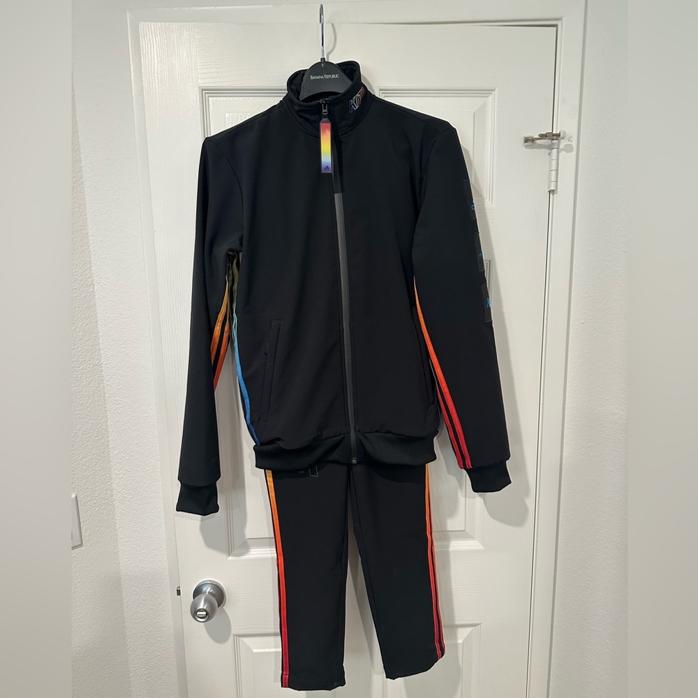 Kith x Adidas Terrex Black Track Suit with Rainbow Stripes size S